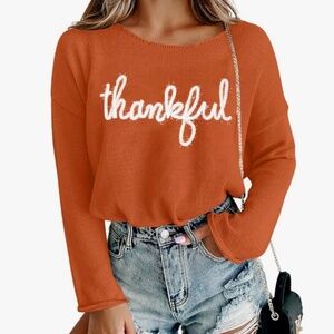 Orange Thankful Sweater (Thanksgiving)